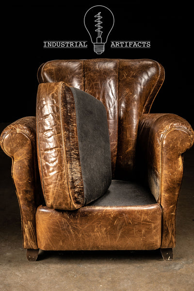 Leather Armchair with Ottoman