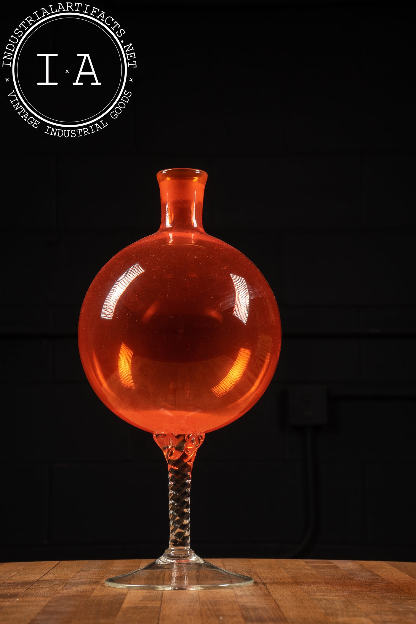 Mid Century Orange Art Glass Bulb Vase