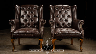 Pair of Wingback Chesterfield Armchairs