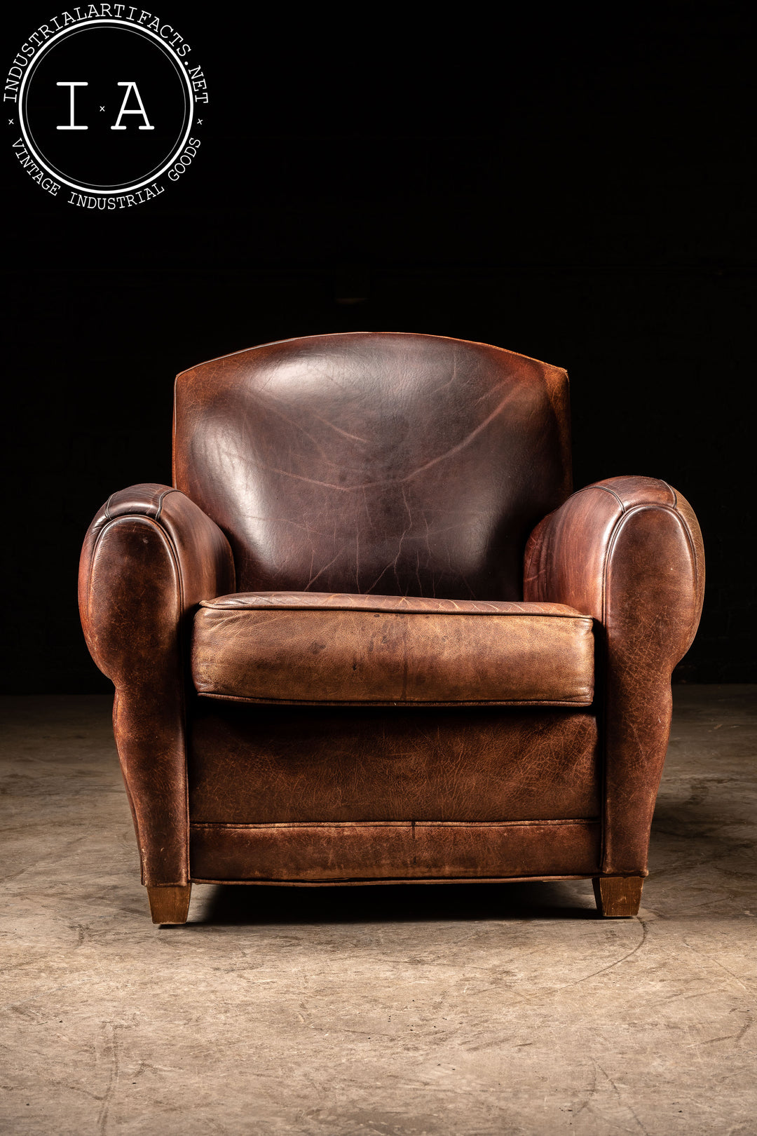 Wrong Door Leather Club Vintage Leather Club Chair And Ottoman