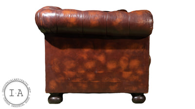 Vintage Tufted Leather Chesterfield Sofa In Brown