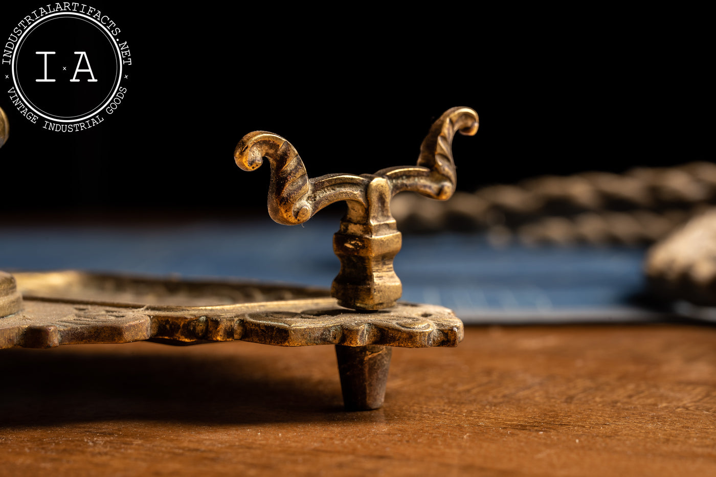 Antique Brass Inkwell and Tray