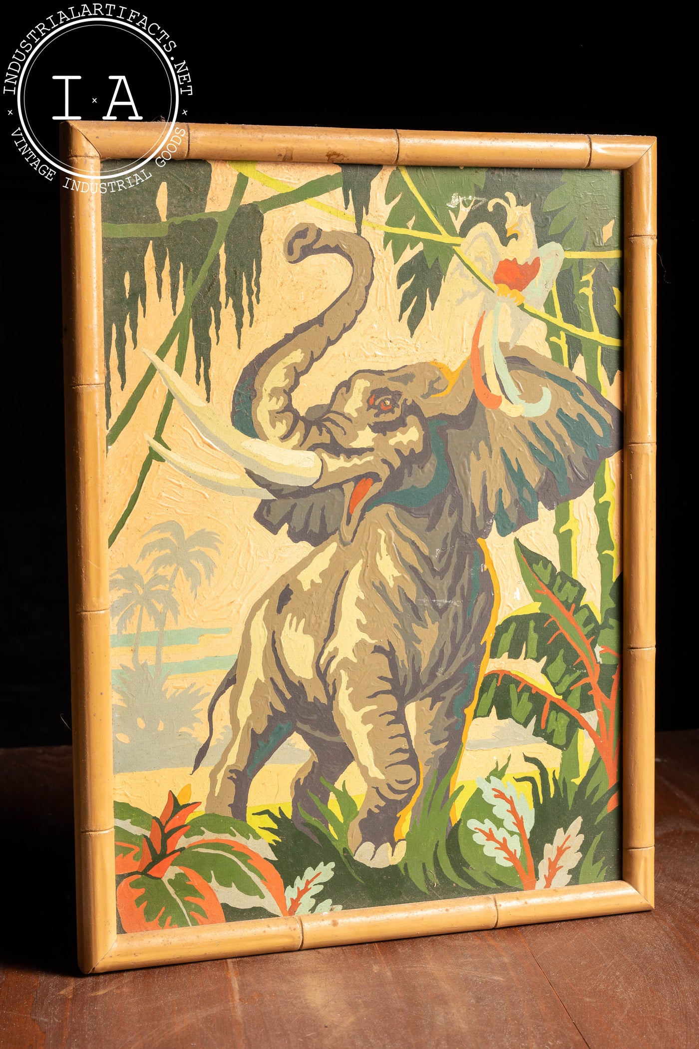 Vintage Paint By Numbers Elephant Scene