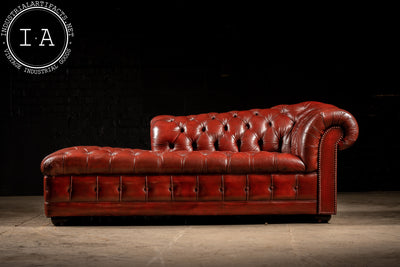 Vintage Tufted Leather Chaise in Burgundy