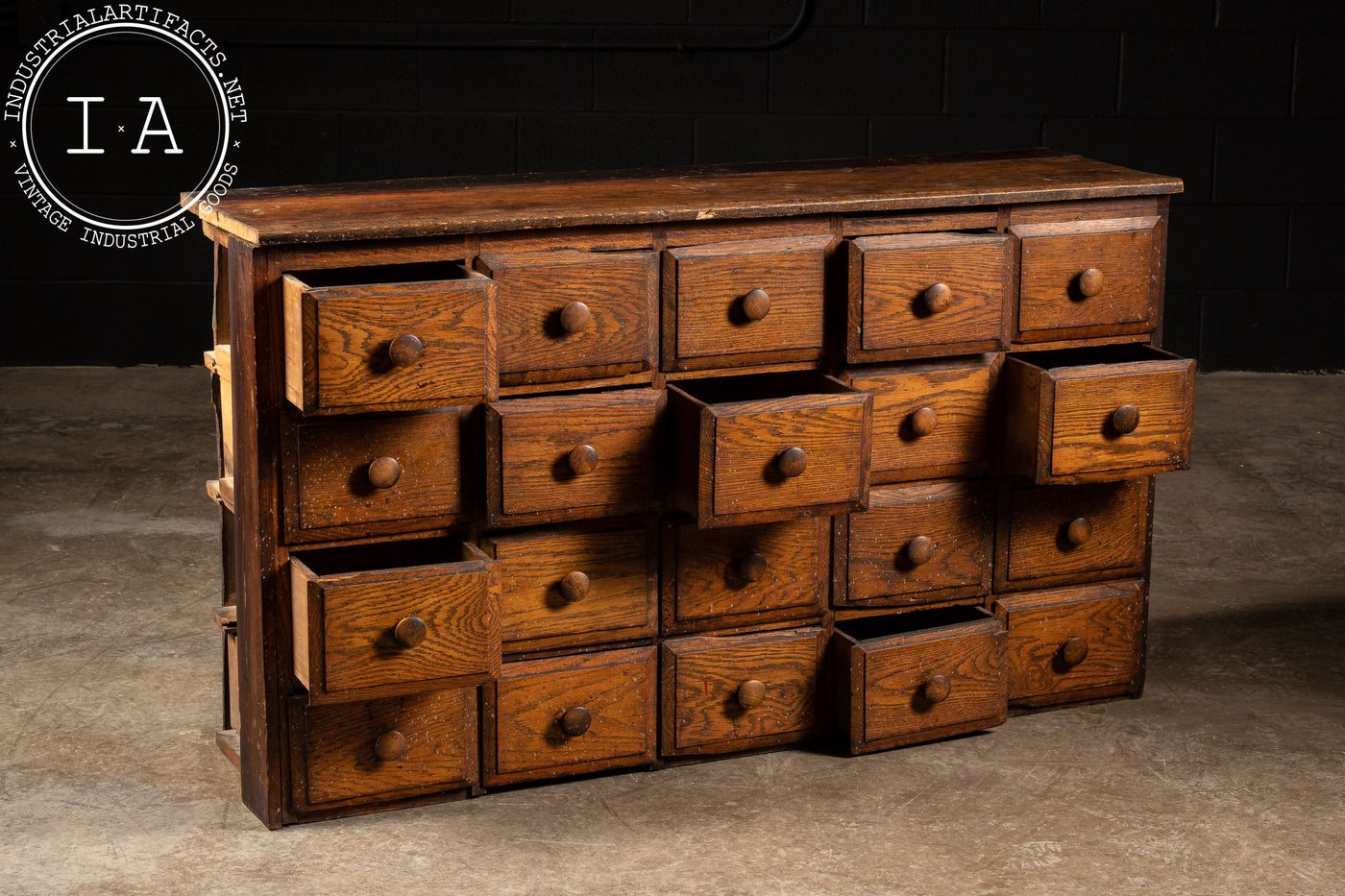 Antique Wooden Twenty Drawer Apothecary Cabinet