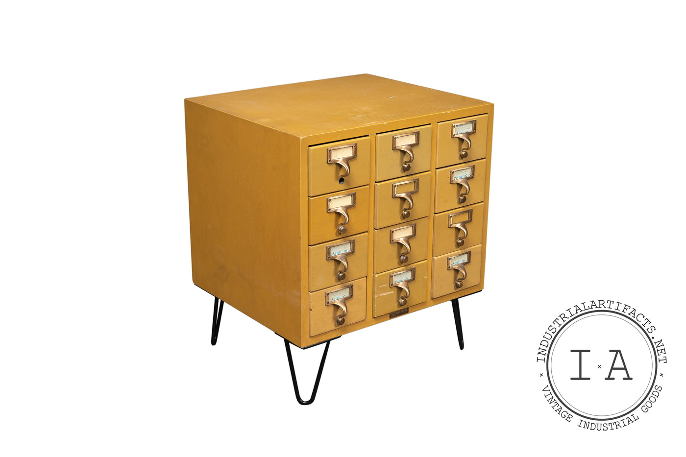 Vintage Card Catalog With Hairpin Legs