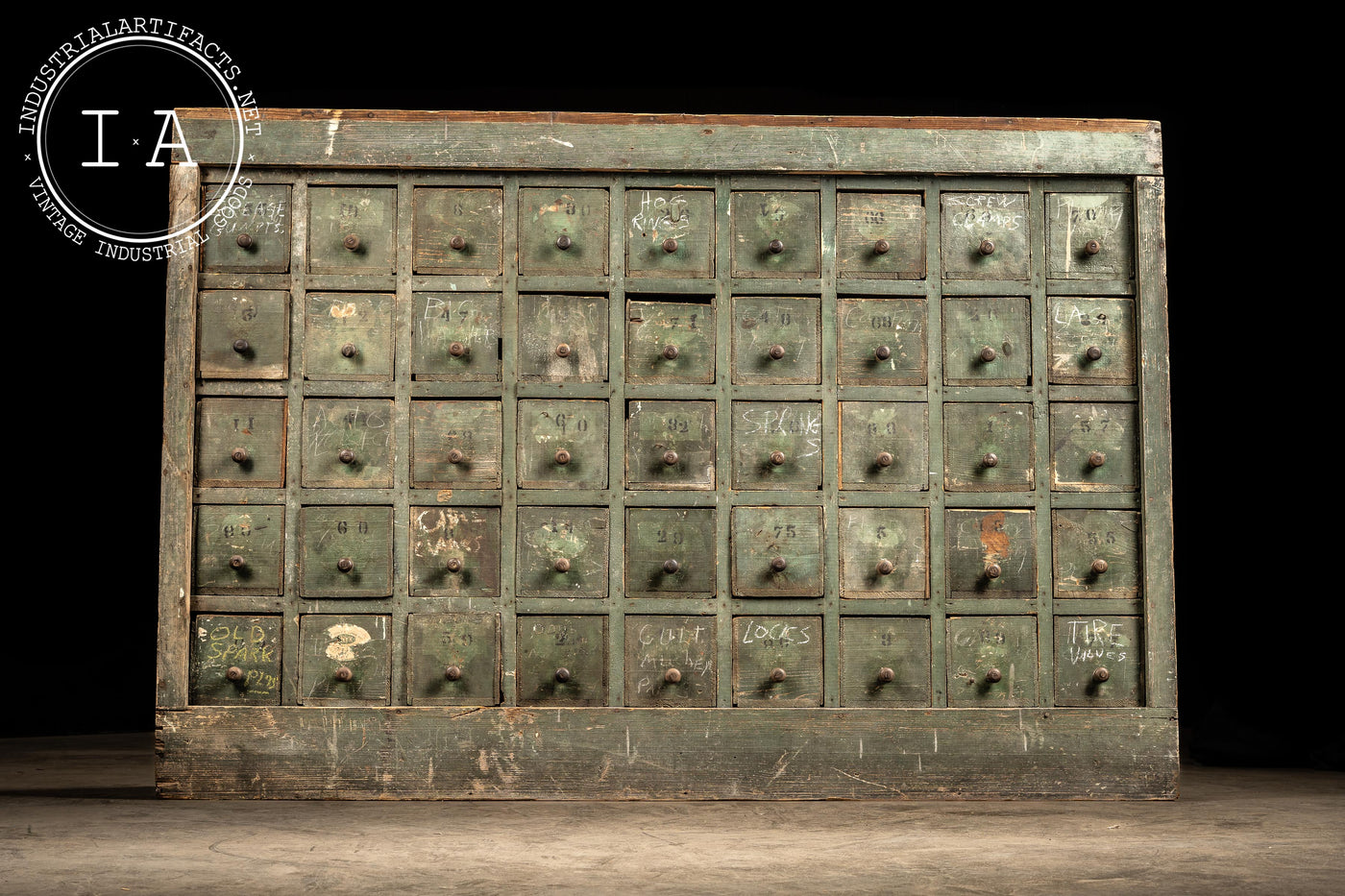 c. 1910 Forty Five Drawer Hardware Cabinet in Green