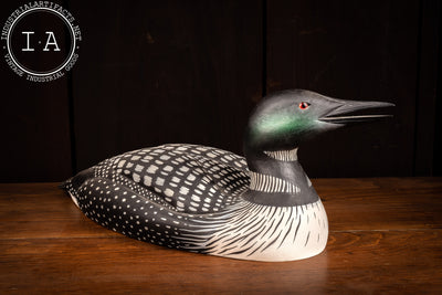 c. 1987 S.F. Hill Wooden Carved Loon Decoy