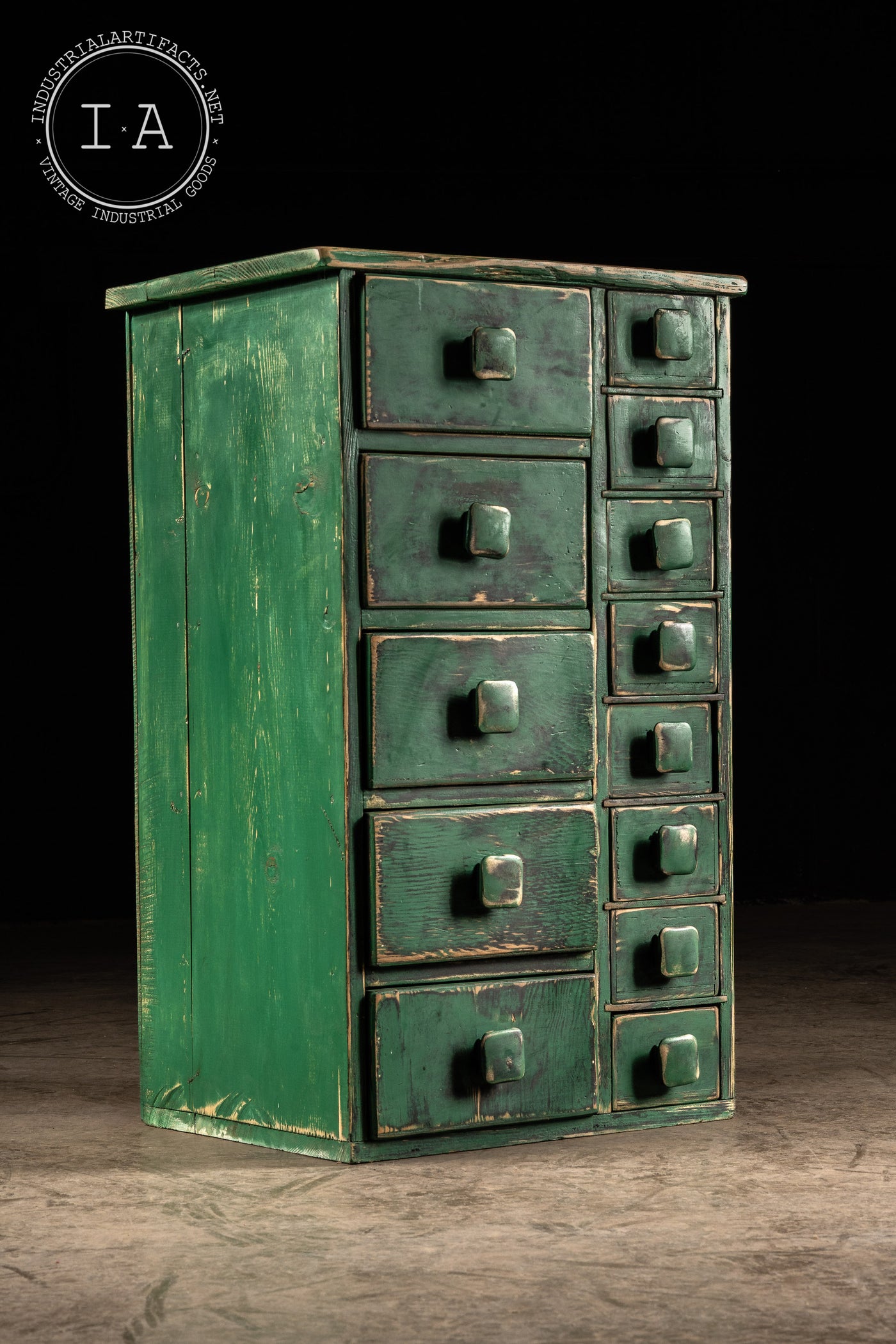 Vintage Industrial Cabinet In Green