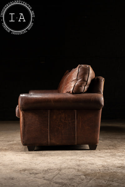 Vintage Full Grain Leather Sofa in Dark Brown