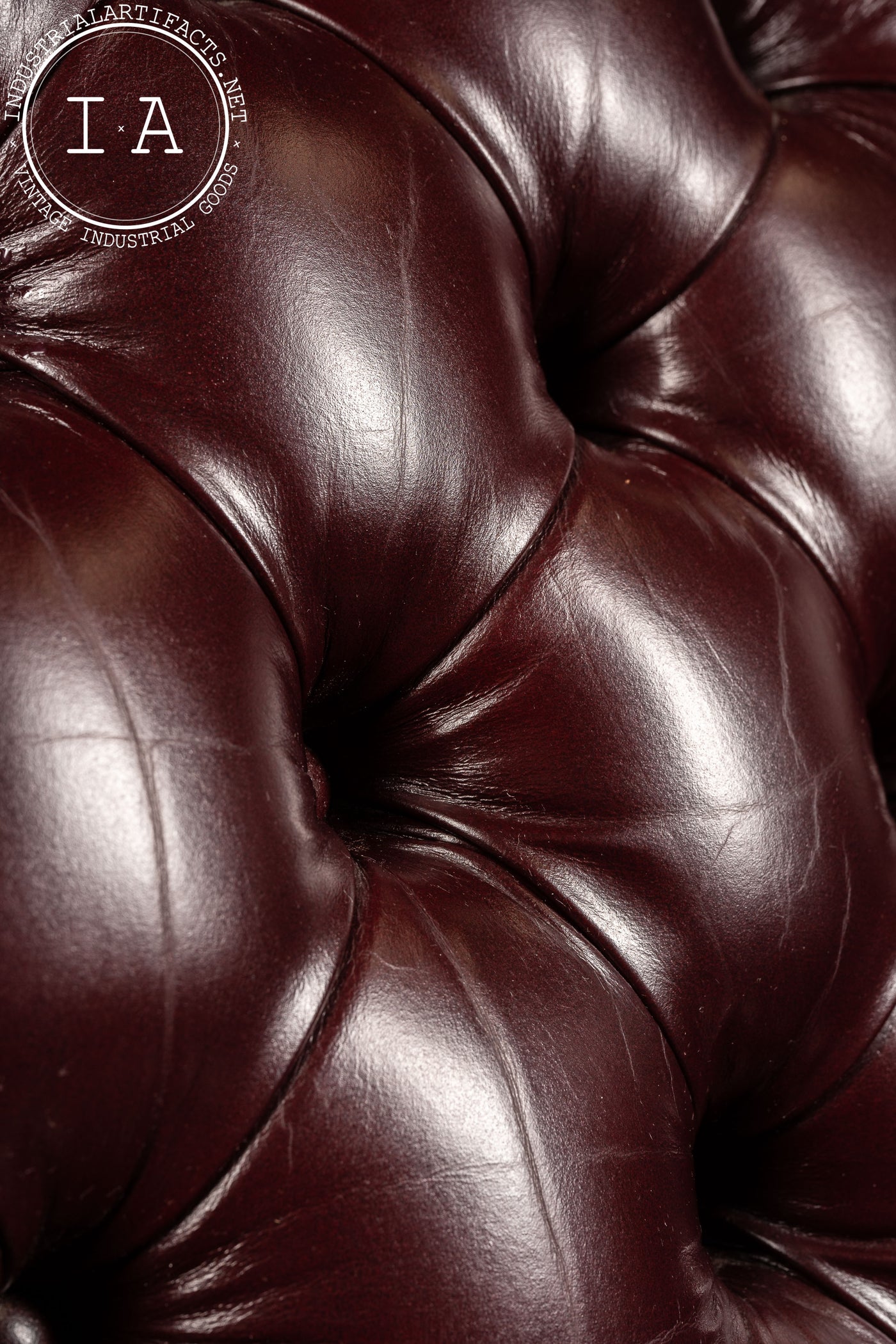 Vintage Tufted Leather Wingback Armchair in Burgundy