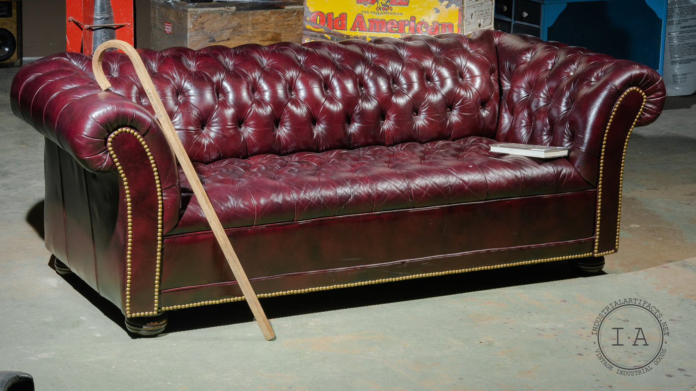 Vintage Tufted Chesterfield Sofa in Oxblood