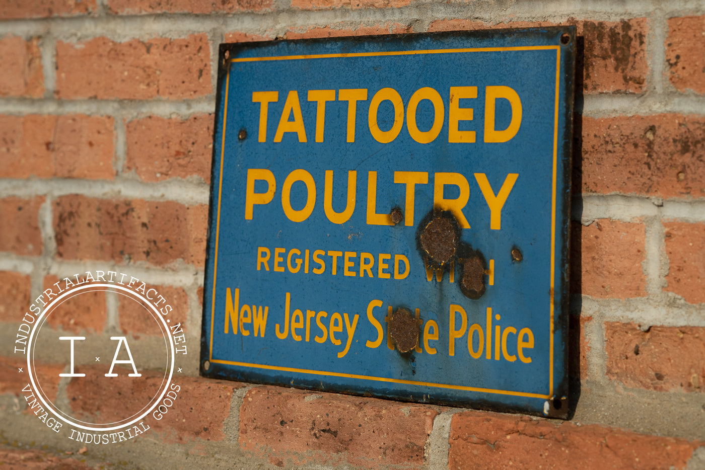 Porcelain Tattooed Poultry Advertising Sign