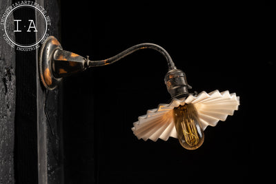 Antique Japanned Wall Sconce with Petticoat Shade
