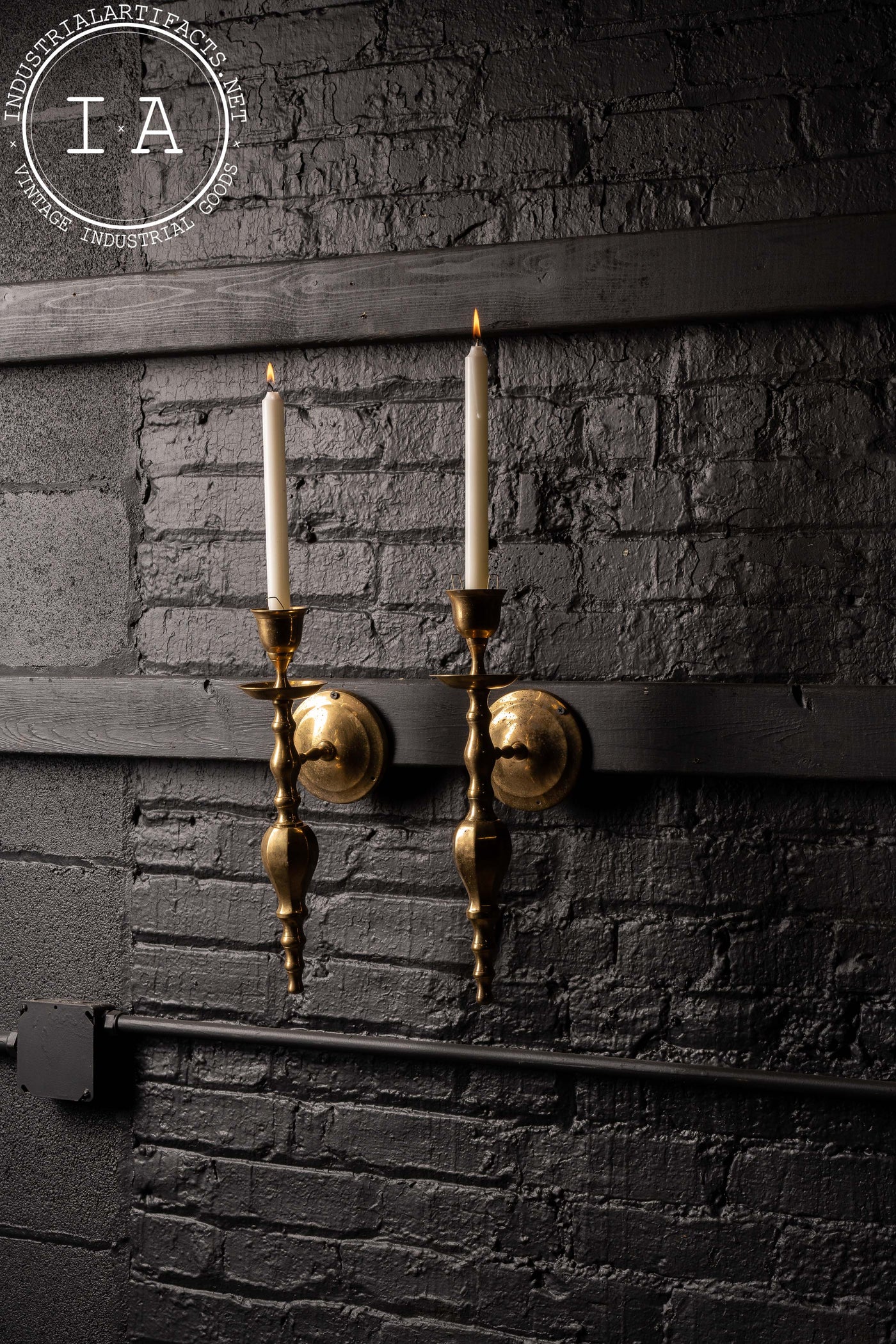 Vintage Pair of Brass Candle Sconces