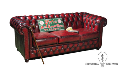 Chesterfield Tufted Leather Sofa In Oxblood