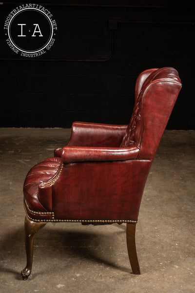 Vintage Tufted Leather Armchair in Burgundy