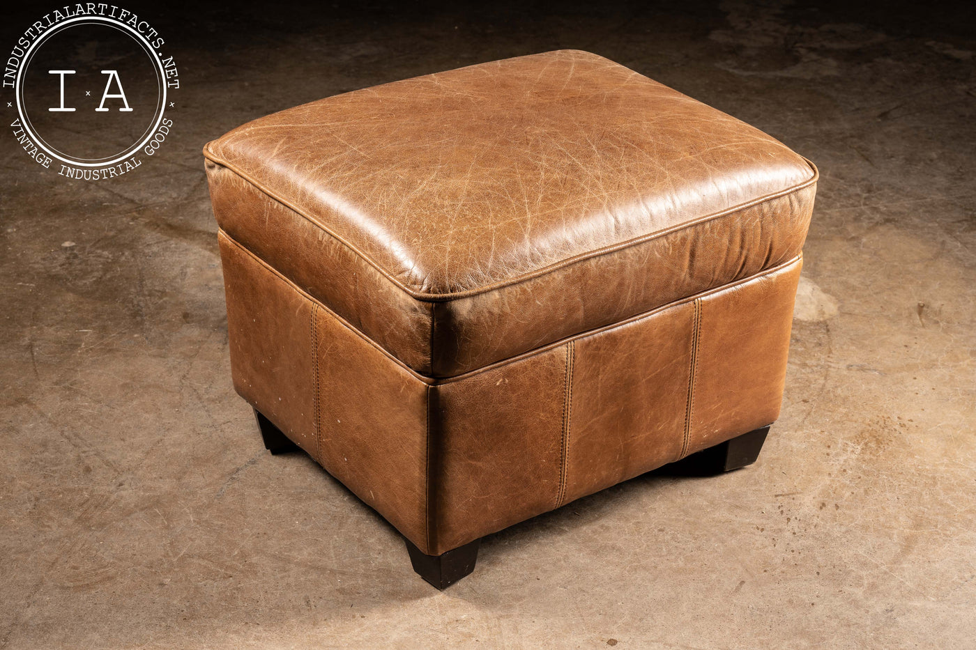 Vintage Leather Club Chair and Ottoman in Brown