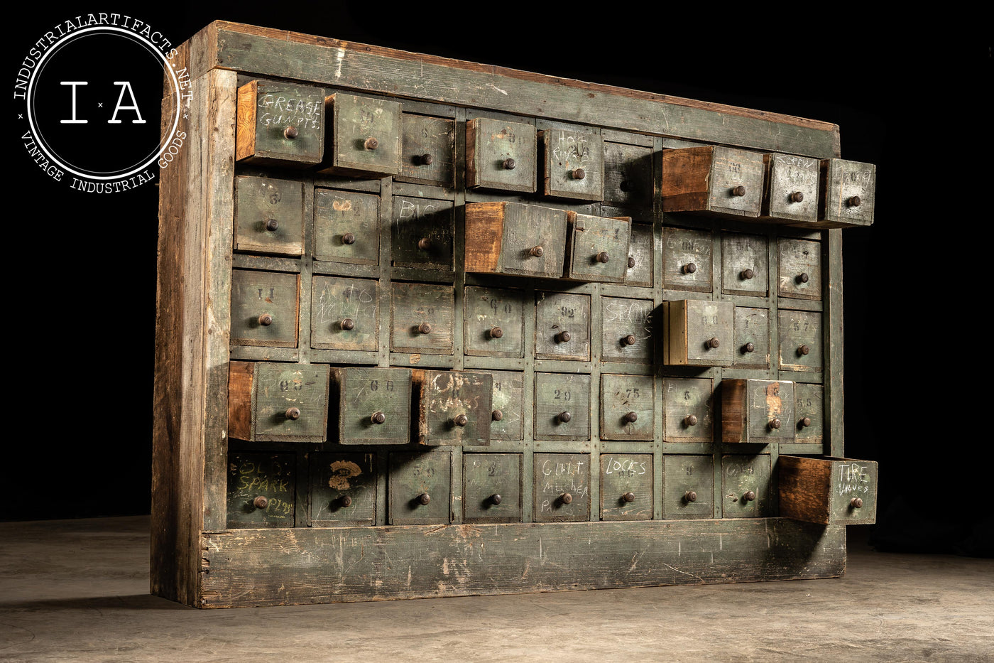 c. 1910 Forty Five Drawer Hardware Cabinet in Green