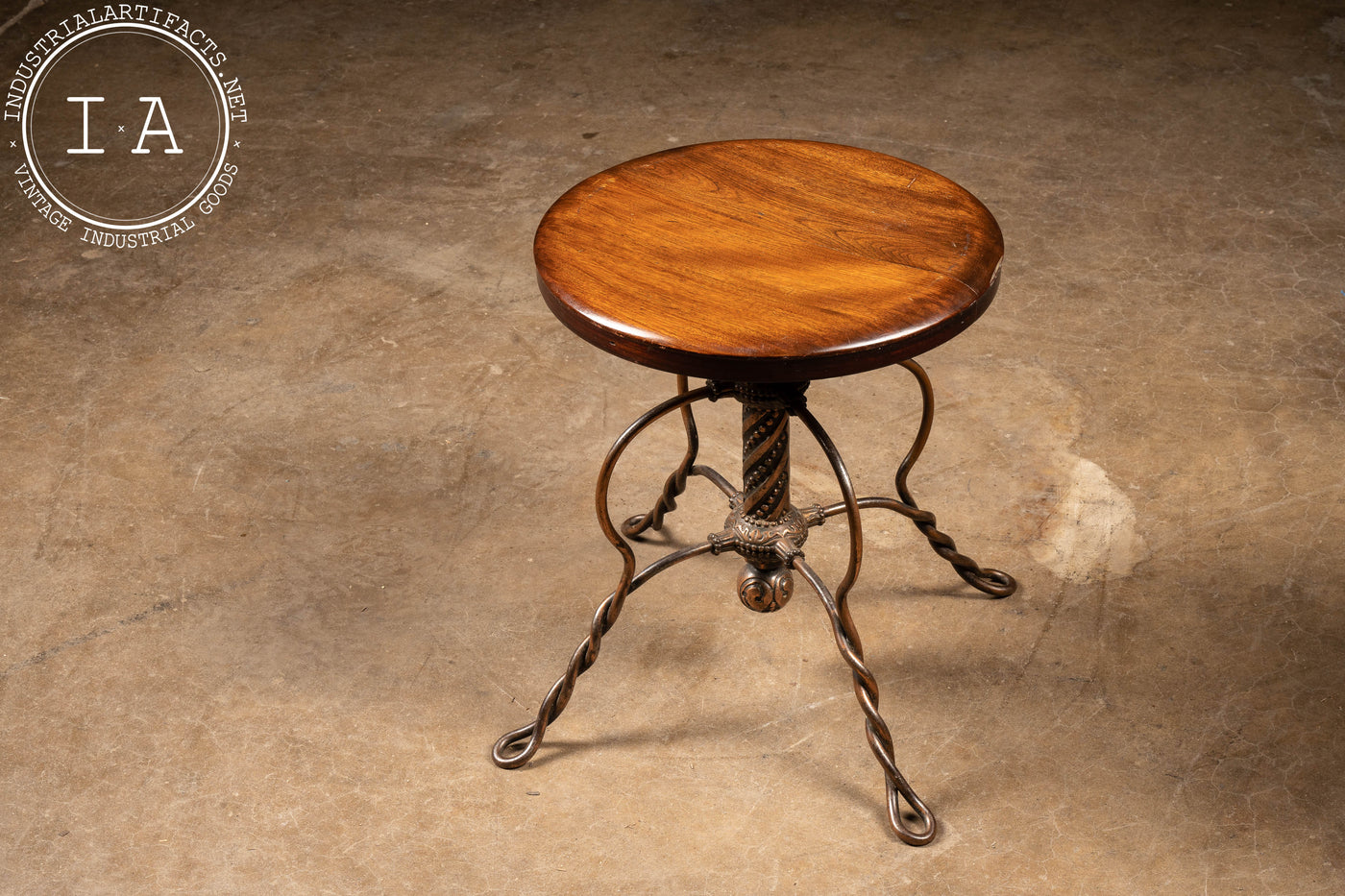 Early 20th Century Japanned Copper and Wood Stool