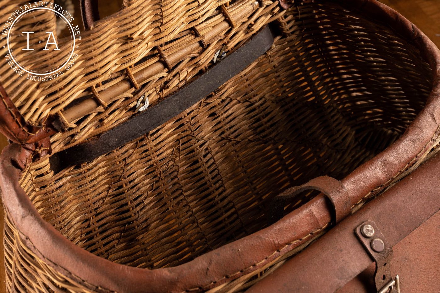 antique fishing wicker net Vintage Wicker Hunting And Fishing Bag – Industrial Artifacts