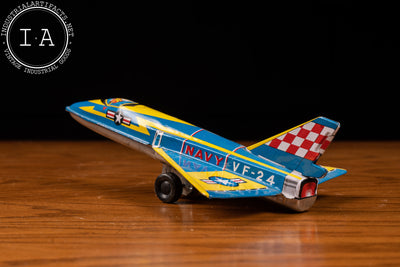 Vintage Japanese Tin Litho US Navy Jet Plane Toy