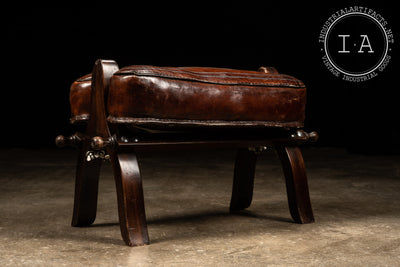 Vintage Peruvian Leather Saddle Stool