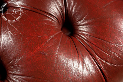 Vintage Tufted Leather Chaise in Burgundy