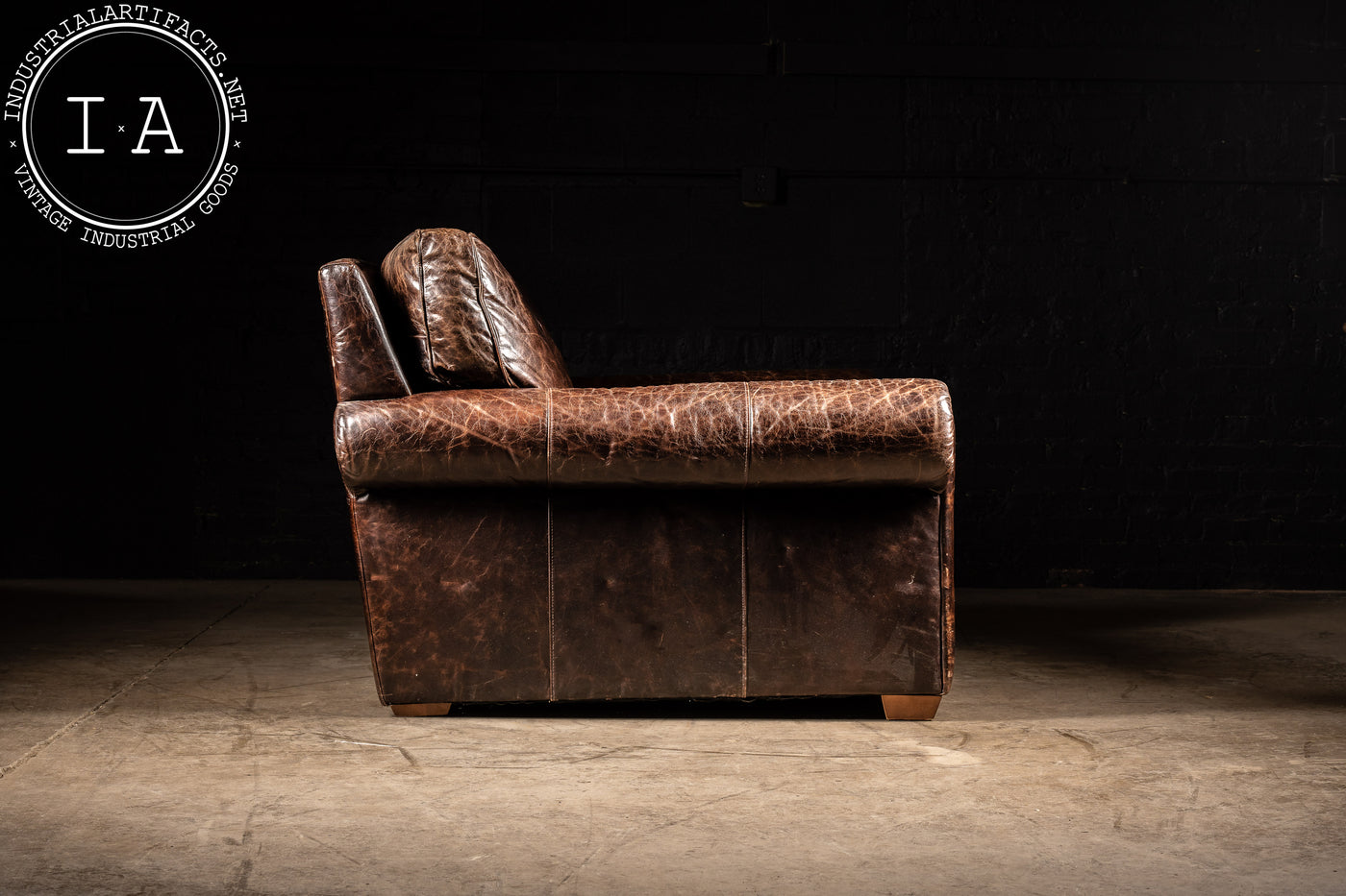 Massive Full Grain Leather Chair in Brown