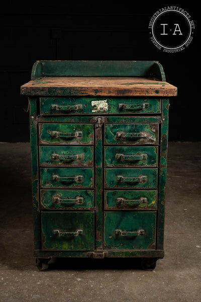 Antique Industrial Machine Shop Cabinet with Original Paint