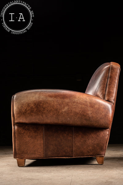 Vintage Leather Club Chair And Ottoman