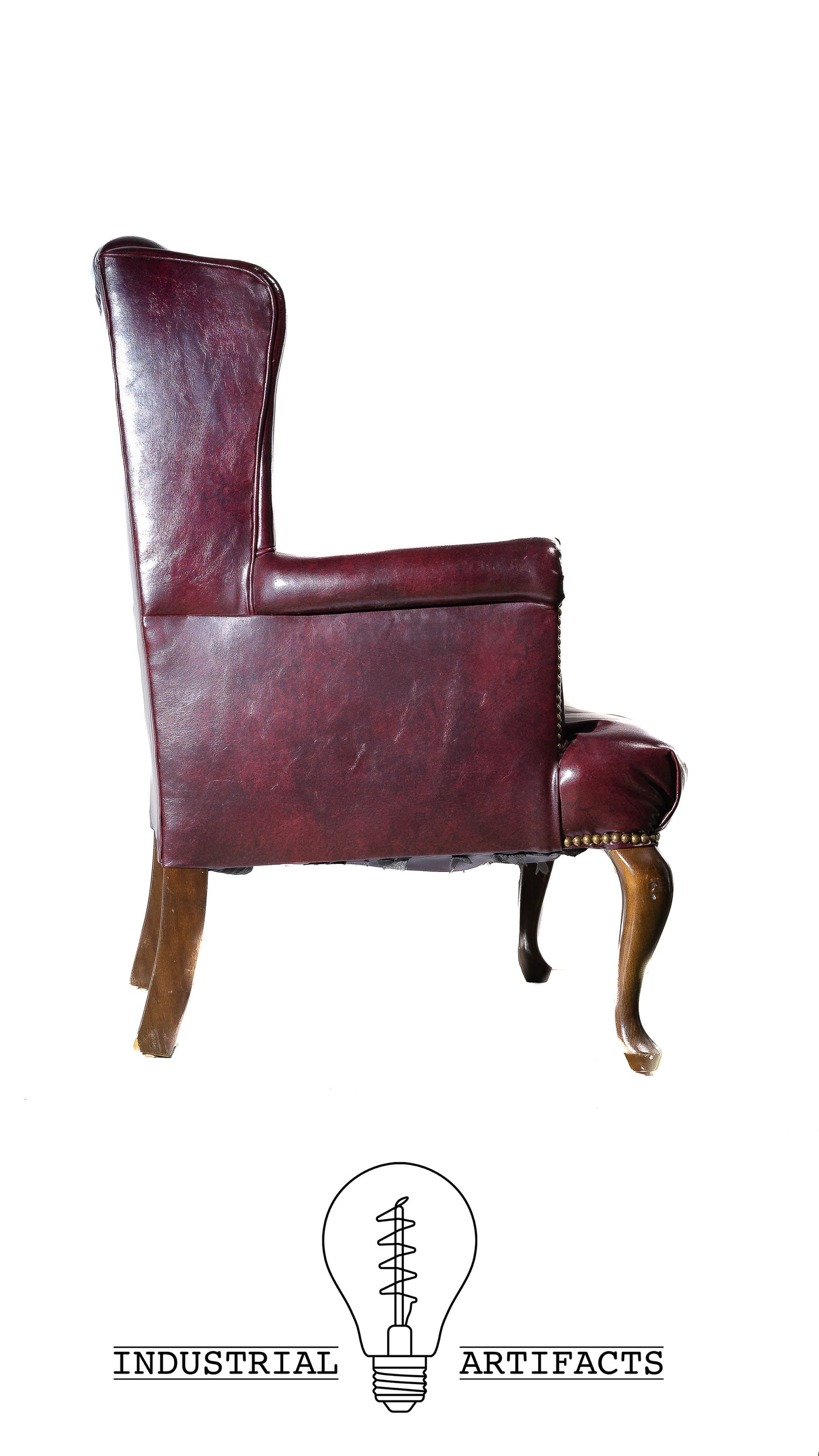 Vintage Tufted Wingback Chairs in Oxblood