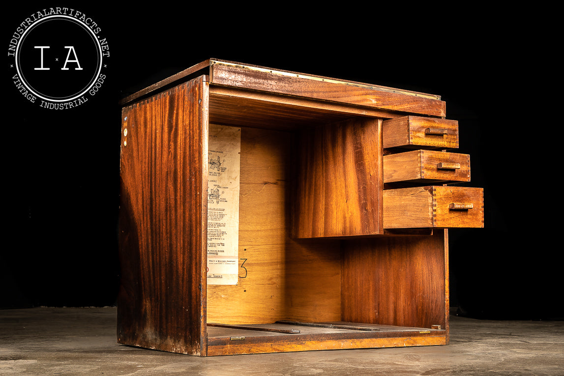 Vintage Solid Mahogany Diaform Workdesk Chest