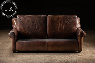 Vintage Full Grain Leather Sofa in Dark Brown