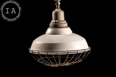 Vintage Porcelain Enamel Industrial Lamp