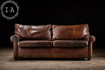 Vintage Full Grain Leather Sofa in Dark Brown