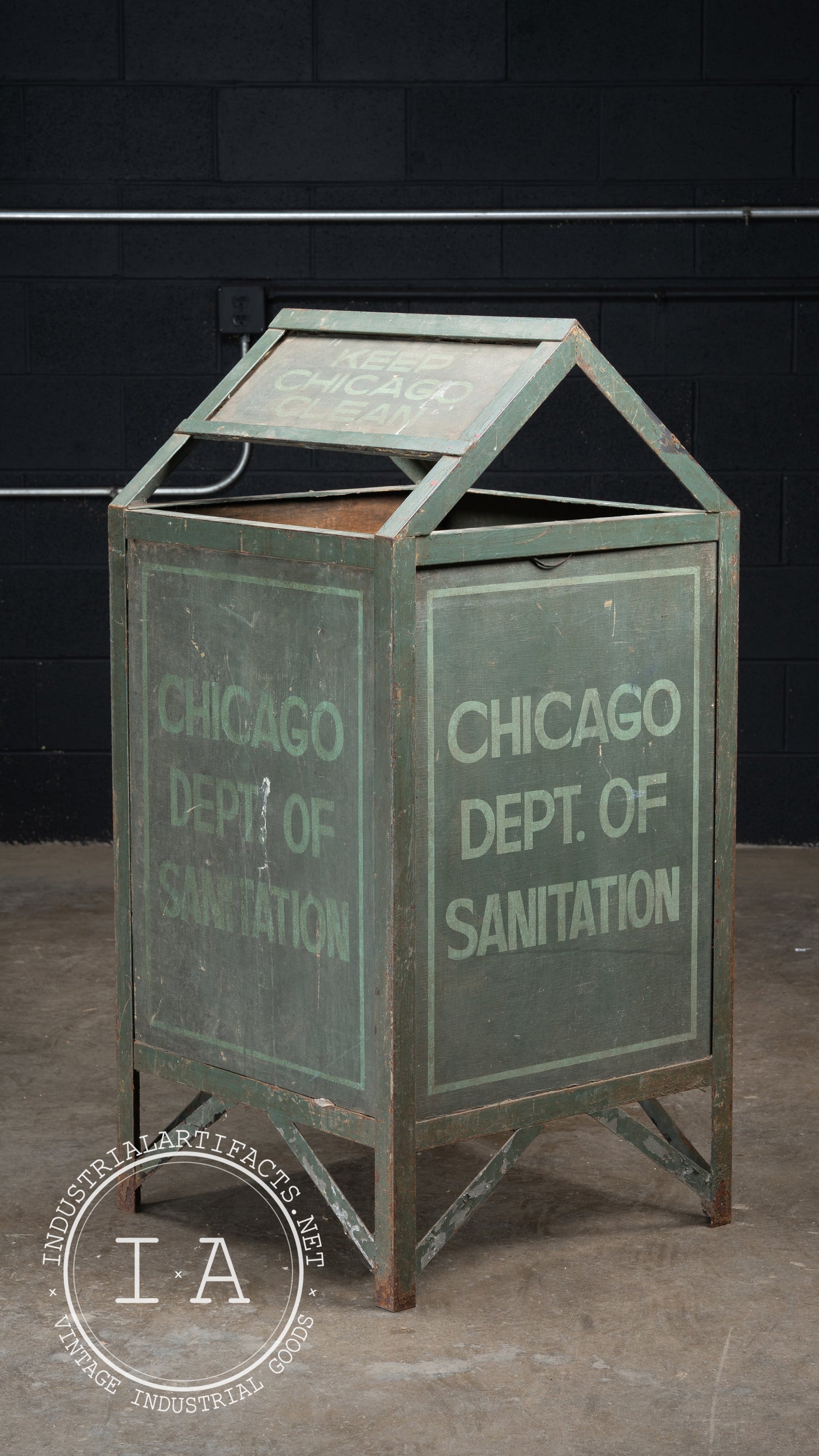Antique City Of Chicago Sanitation Trash Can