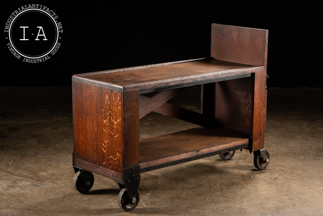 c. 1920 Wooden Library Cart
