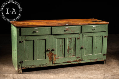 Antique Lab Cabinet with Butcher Block Top