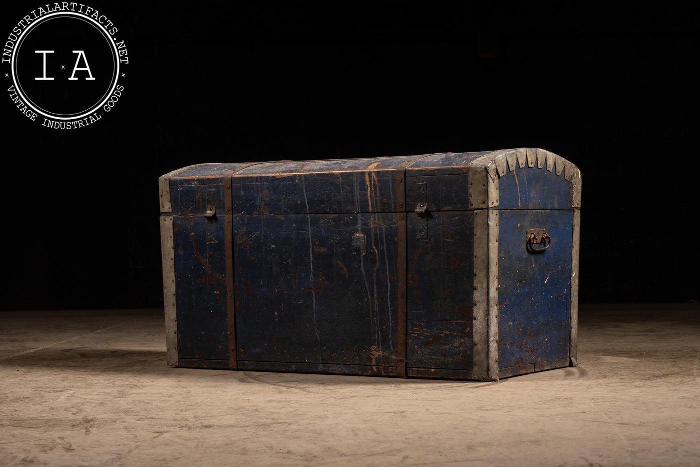 Early American Chest in Navy Blue with Patina