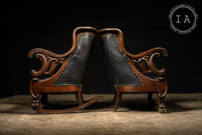 Antique Tufted Leather Rocking Chair