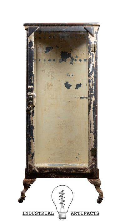 Antique Chippy Paint Medical Cabinet With Beveled Glass