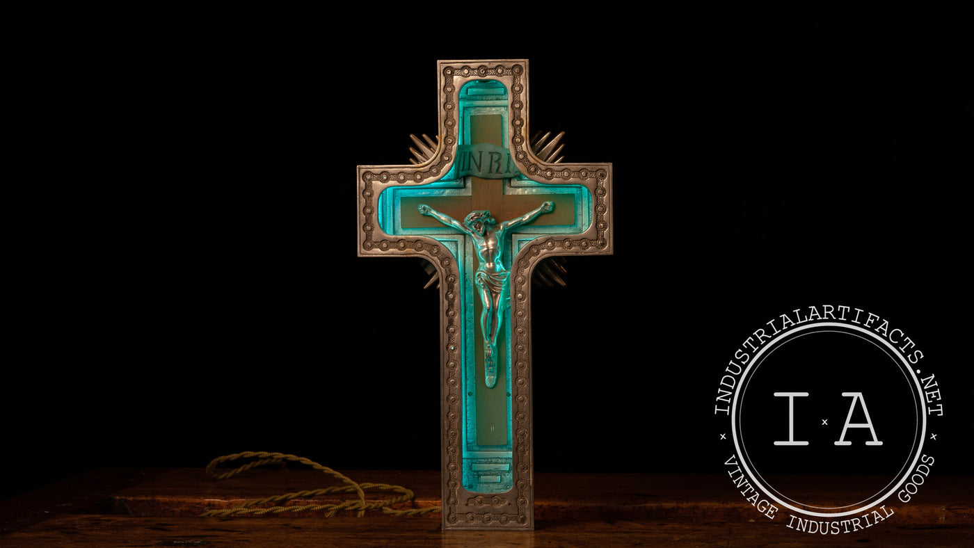 Vintage Neon Blue Crucifix