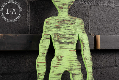 Vintage Painted Wood Folk Art Alien