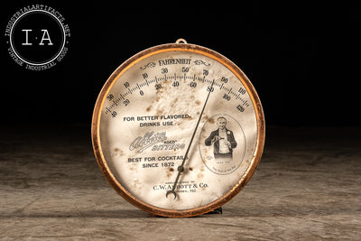 Pre Prohibition Abbott's Aged Bitters Copper Advertising Thermometer