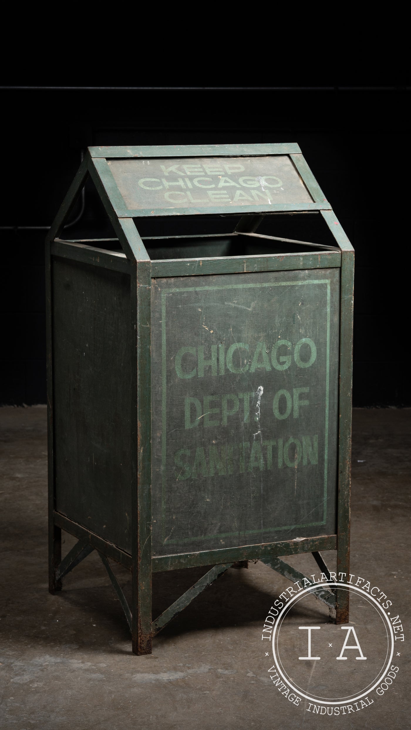 Antique City Of Chicago Sanitation Trash Can