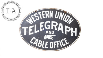 Original Double Sided Porcelain Western Union Telegraph Sign