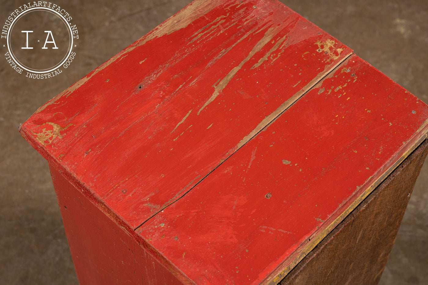 Antique Red Chippy Paint Four Drawer Cabinet