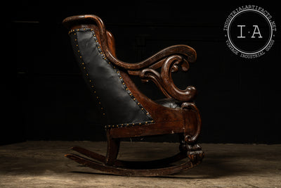 Antique Tufted Leather Rocking Chair