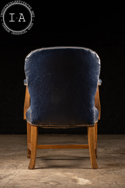 Vintage Tufted Leather Armchair In Blue